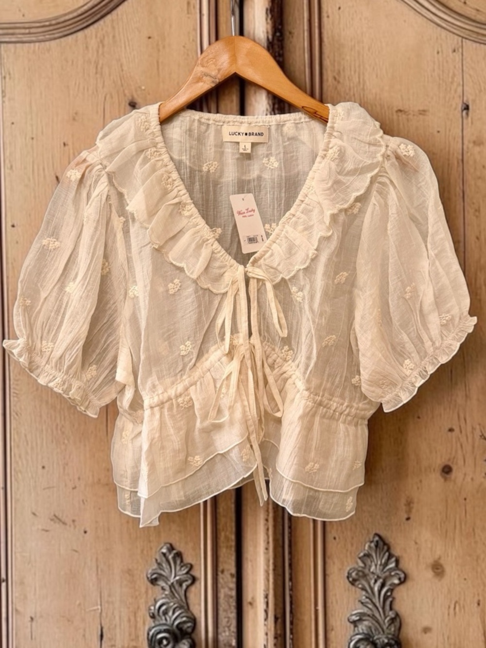 Lucky Brand Ruffled Tie-front Top